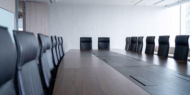Board Meeting Room with table and chairs